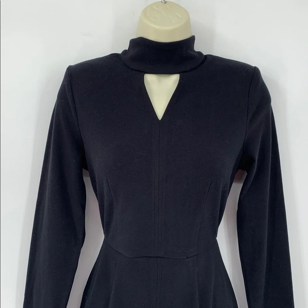 CAbi Harper long sleeve knit dress stretch mockneck keyhole shift new Small